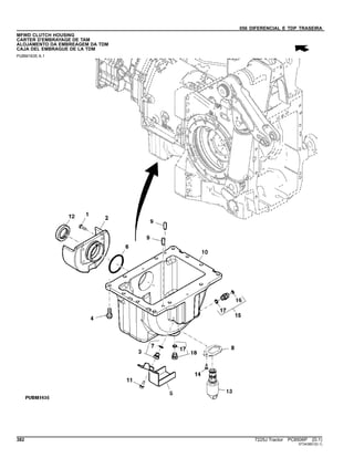 056 DIFERENCIAL E TDP TRASEIRA
MFWD CLUTCH HOUSING
CARTER D'EMBRAYAGE DE TAM
ALOJAMENTO DA EMBREAGEM DA TDM
CAJA DEL EMBRAGUE DE LA TDM
PUBM1635 A.1
382 7225J Tractor PC8506P (D.1)
ST343851(D.1)
 