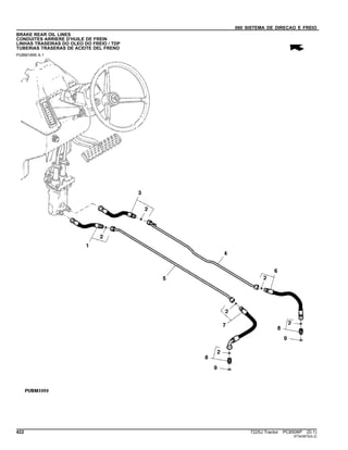 060 SISTEMA DE DIRECAO E FREIO
BRAKE REAR OIL LINES
CONDUITES ARRIERE D'HUILE DE FREIN
LINHAS TRASEIRAS DO OLEO DO FREIO / TDP
TUBERIAS TRASERAS DE ACEITE DEL FRENO
PUBM1899 A.1
422 7225J Tractor PC8506P (D.1)
ST343872(A.2)
 