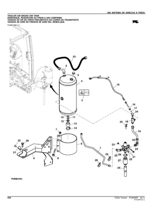 060 SISTEMA DE DIRECAO E FREIO
TRAILER AIR BRAKE AIR TANK
REMORQUE, RESERVOIR DU FREIN A AIR COMPRIME
TANQUE DE AR DO FREIO PNEUMATICO DO CARRO DE TRANSPORTE
TANQUE DE AIRE DE FRENOS DE AIRE DEL REMOLQUE
PUBM1866 A.1
430 7225J Tractor PC8506P (D.1)
ST343877(D.1)
 