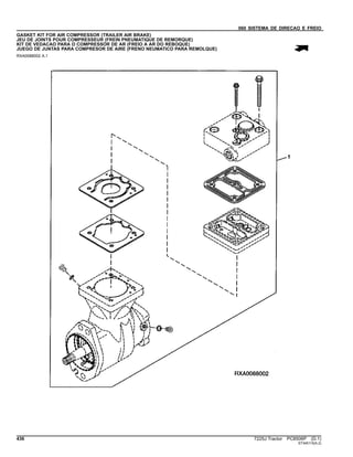 060 SISTEMA DE DIRECAO E FREIO
GASKET KIT FOR AIR COMPRESSOR (TRAILER AIR BRAKE)
JEU DE JOINTS POUR COMPRESSEUR (FREIN PNEUMATIQUE DE REMORQUE)
KIT DE VEDACAO PARA O COMPRESSOR DE AR (FREIO A AR DO REBOQUE)
JUEGO DE JUNTAS PARA COMPRESOR DE AIRE (FRENO NEUMATICO PARA REMOLQUE)
RXA0088002 A.1
436 7225J Tractor PC8506P (D.1)
ST345115(A.2)
 