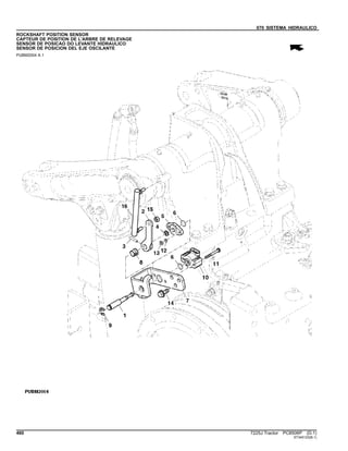 070 SISTEMA HIDRAULICO
ROCKSHAFT POSITION SENSOR
CAPTEUR DE POSITION DE L'ARBRE DE RELEVAGE
SENSOR DE POSICAO DO LEVANTE HIDRAULICO
SENSOR DE POSICION DEL EJE OSCILANTE
PUBM2004 A.1
460 7225J Tractor PC8506P (D.1)
ST345123(B.1)
 