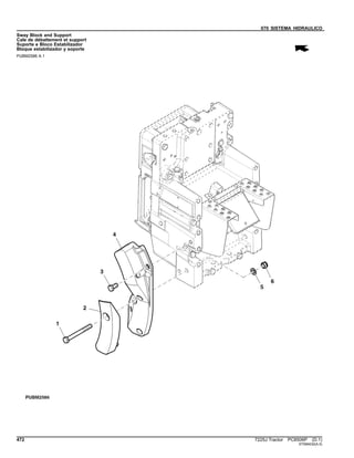 070 SISTEMA HIDRAULICO
Sway Block and Support
Cale de débattement et support
Suporte e Bloco Estabilizador
Bloque estabilizador y soporte
PUBM2586 A.1
472 7225J Tractor PC8506P (D.1)
ST569432(A.5)
 
