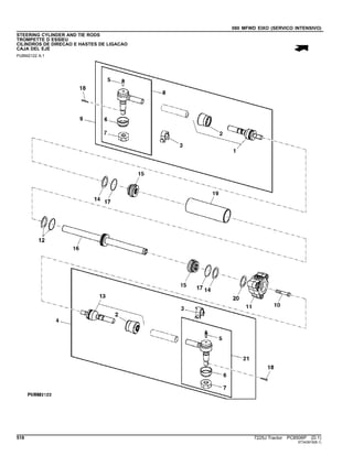 080 MFWD EIXO (SERVICO INTENSIVO)
STEERING CYLINDER AND TIE RODS
TROMPETTE D ESSIEU
CILINDROS DE DIRECAO E HASTES DE LIGACAO
CAJA DEL EJE
PUBM2122 A.1
518 7225J Tractor PC8506P (D.1)
ST343919(B.1)
 