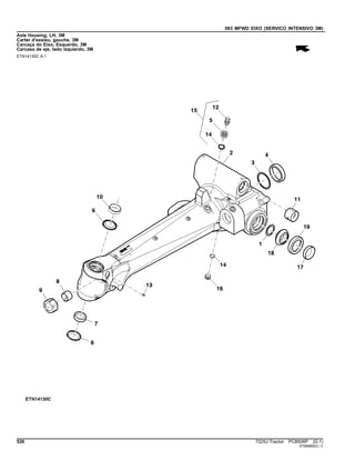 083 MFWD EIXO (SERVICO INTENSIVO 3M)
Axle Housing, LH, 3M
Carter d'essieu, gauche, 3M
Carcaça do Eixo, Esquerdo, 3M
Carcasa de eje, lado izquierdo, 3M
ETN14130C A.1
526 7225J Tractor PC8506P (D.1)
ST689892(C.1)
 