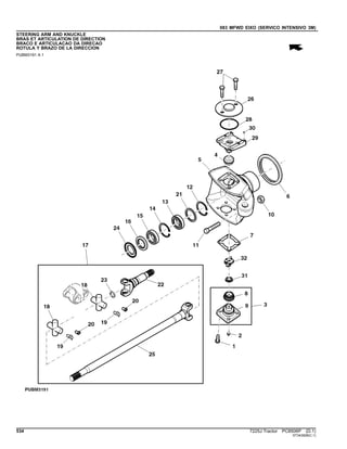 083 MFWD EIXO (SERVICO INTENSIVO 3M)
STEERING ARM AND KNUCKLE
BRAS ET ARTICULATION DE DIRECTION
BRACO E ARTICULACAO DA DIRECAO
ROTULA Y BRAZO DE LA DIRECCION
PUBM3191 A.1
534 7225J Tractor PC8506P (D.1)
ST343928(C.1)
 