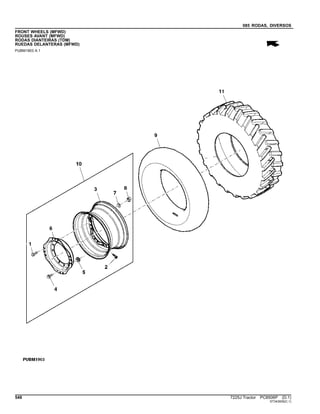 085 RODAS, DIVERSOS
FRONT WHEELS (MFWD)
ROUSES AVANT (MFWD)
RODAS DIANTEIRAS (TDM)
RUEDAS DELANTERAS (MFWD)
PUBM1903 A.1
548 7225J Tractor PC8506P (D.1)
ST343935(C.1)
 