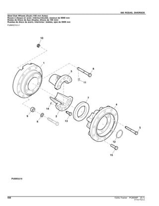 085 RODAS, DIVERSOS
Steel Disk Wheels (Dual) (100 mm Axles)
Roues à disque en acier, intérieur/double, essieux de 9999 mm
Rodas de Disco de Aço (Dupla), (Eixos de 100 mm)
Ruedas de disco de acero, interiores / dobles, ejes de 9999 mm
PUBM3218 A.1
558 7225J Tractor PC8506P (D.1)
ST742174(A.2)
 
