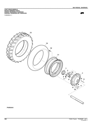 085 RODAS, DIVERSOS
CAST REAR WHEELS
ROUES ARRIERE FONTE
RODAS TRASEIRAS FUNDIDAS
RUEDAS TRASERAS DE FUNDICION
PUBM2893 A.1
560 7225J Tractor PC8506P (D.1)
ST343938(E.1)
 