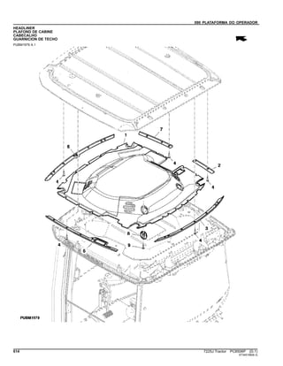 090 PLATAFORMA DO OPERADOR
HEADLINER
PLAFOND DE CABINE
CABECALHO
GUARNICION DE TECHO
PUBM1979 A.1
614 7225J Tractor PC8506P (D.1)
ST345198(B.3)
 
