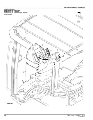 090 PLATAFORMA DO OPERADOR
COWL ASSEMBLY
ENSEMBLE DE CAPOTAGE
CONJUNTO DA CAPOTA
CONJUNTO DE CUBIERTA DEL MOTOR
PUBM1984 A.1
634 7225J Tractor PC8506P (D.1)
ST345208(B.1)
 