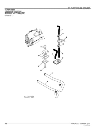090 PLATAFORMA DO OPERADOR
HEATER HOSES
FLEXIBLE DE CHAUFFAGE
MANGUEIRAS DO AQUECEDOR
MANGUERA DEL CALEFACTOR
RXA0071291 A.1
656 7225J Tractor PC8506P (D.1)
ST343984(A.2)
 