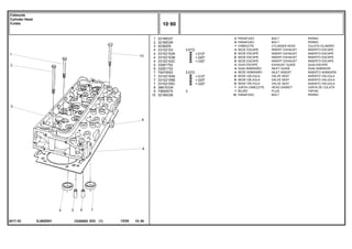 STD
STD
EJ80Z001
2017-32
+.010"
+.020"
+.030"
+.010"
+.020"
+.030"
1
2
3
4
4
4
4
5
6
7
7
7
7
8
9
10
32166337
32166339
4236205
33152153
33152153A
33152153B
33152153C
33261752
33261732
70470053
33152155A
33152155B
33152155C
3681E034
70650075
32166338
2
8
1
4
X
X
X
4
4
4
X
X
X
1
1
12
3
3
3
BOLT PERNO
BOLT PERNO
CYLINDER HEAD CULATA CILINDRO
INSERT EXHAUST INSERTO ESCAPE
INSERT EXHAUST INSERTO ESCAPE
INSERT EXHAUST INSERTO ESCAPE
INSERT EXHAUST INSERTO ESCAPE
EXHAUST GUIDE GUIA ESCAPE
INLET GUIDE GUIA ADMISION
INLET INSERT INSERTO ADMISIÓN
VALVE SEAT ASIENTO VALVULA
VALVE SEAT ASIENTO VALVULA
VALVE SEAT ASIENTO VALVULA
HEAD GASKET JUNTA DE CULATA
PLUG TAPON
BOLT PERNO
PARAFUSO
PARAFUSO
CABEÇOTE
SEDE ESCAPE
SEDE ESCAPE
SEDE ESCAPE
SEDE ESCAPE
GUIA ESCAPE
GUIA ADMISSÃO
SEDE ADMISSÃO
SEDE VÁLVULA
SEDE VÁLVULA
SEDE VÁLVULA
JUNTA CABEÇOTE
BUJÃO
PARAFUSO
C026502 E03 12/05
(1)
10 80
Cabeçote
Cylinder Head
Culata
10 80
-
Menu Símbolos
 