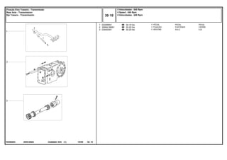EE91Z002
T0250003
30-15 No
30-20 No
30-25 No
1
2
3
022956N1
3589418M91
034403N1
1
1
1
PEDAL PEDAL
FASTENER CIERRE
AXLE EJE
PEDAL
FIXAÇÃO
ÁRVORE
C026502 E03 12/05
(1)
8 Velocidades - 540 Rpm
8 Speed - 540 Rpm
8 Velocidades - 540 Rpm
30 10
Fixação Eixo Traseiro - Transmissão
Rear Axle - Transmission
Eje Trasero - Transmissión
30 10
-
Menu Símbolos
 