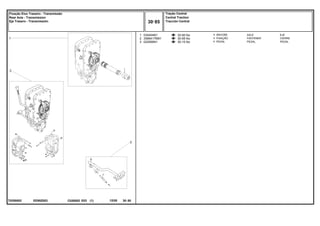 EE90Z003
T0250002
30-90 No
30-95 No
30-15 No
1
2
3
034404N1
3589417M91
022956N1
1
1
1
AXLE EJE
FASTENER CIERRE
PEDAL PEDAL
ÁRVORE
FIXAÇÃO
PEDAL
C026502 E03 12/05
(1)
Tração Central
Central Traction
Tracción Central
30 85
Fixação Eixo Traseiro - Transmissão
Rear Axle - Transmission
Eje Trasero - Transmissión
30 85
-
Menu Símbolos
 