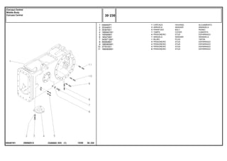 EB59Z012
050481N1
1
2
3
4
5
6
7
8
9
10
11
046950P1
353446X1
353676X1
1869491M1
195569M1
180474M1
3409712M1
490808M1
1860900M1
377616X1
1860900M1
1
3
3
1
4
1
1
4
2
4
8
HOUSING ALOJAMIENTO
WASHER ARANDELA
BOLT PERNO
COVER CUBIERTA
STUD ESPARRAGO
WASHER ARANDELA
PLUG TAPON
STUD ESPARRAGO
STUD ESPARRAGO
STUD ESPARRAGO
STUD ESPARRAGO
CARCAÇA
ARRUELA
PARAFUSO
TAMPA
PRISIONEIRO
ARRUELA
BUJÃO
PRISIONEIRO
PRISIONEIRO
PRISIONEIRO
PRISIONEIRO
C026502 E03 12/05
(1)
30 230
Carcaça Central
Middle Body
Carcaza Central
30 230
-
Menu Símbolos
 