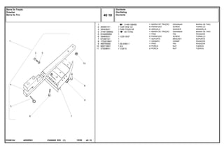 1/2X13X2.1/2
7/8X17/32X1/8
1/2X13X3"
25,4X84,1
3/4
1/2X13
4820Z001
23308104
3146135M92
40-15 No
1
2
3
4
5
6
7
8
9
10
11
354651X1
353439X1
3146136M92
810285M92
354655X1
073481S1
1753018M1
489785M2
909718M1
375098X1
1
8
8
1
1
2
1
1
1
4
2
1
1
1
1
1
1
1
1
1
1
DRAWBAR BARRA DE TIRO
SCREW TORNILLO
WASHER ARANDELA
DRAWBAR BARRA DE TIRO
PIN PASADOR
SCREW TORNILLO
BRACKET SOPORTE
CRAMP PASADOR
PIN PASADOR
NUT TUERCA
NUT TUERCA
BARRA DE TRAÇÃO
PARAFUSO
ARRUELA
BARRA DE TRAÇÃO
PINO
PARAFUSO
SUPORTE
GRAMPO
PINO
PORCA
PORCA
C026502 E03 12/05
(1)
Oscilante
Oscillating
Oscilante
40 10
Barra De Tração
Drawbar
Barra De Tiro
40 10
-
Menu Símbolos
 