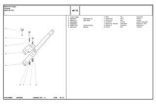 5/8X18X6.1/2
5/8X18X5"
33,5X17X3,75
5/8X18
4820Z002
3146136M92
1
2
3
4
5
6
7
3146131M92
080240H1
080241H1
490059M4
056606P2
3585377M1
368123X1
1
1
1
1
1
2
2
PIN PASADOR
BOLT PERNO
BOLT PERNO
CLEVIS GANCHO SEGURI.
DRAWBAR BARRA DE TIRO
WASHER ARANDELA
NUT TUERCA
PINO
PARAFUSO
PARAFUSO
SUPORTE
BARRA DE TRAÇÃO
ARRUELA
PORCA
C026502 E03 12/05
(1)
40 15
Barra De Tração
Drawbar
Barra De Tiro
40 15
-
Menu Símbolos
 