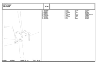 ED34Z002
21484902
1
2
3
4
5
6
7
8
9
3585348M1
353430X1
044948S1
357660X1
894307M1
3149447M1
022245S1
180418M2
3585797M1
1
1
1
1
1
1
1
1
1
BUTTON PULSADOR
NUT TUERCA
LEVER PALANCA
PIN PASADOR
OIL SEAL BUJE RETENACEITE
COVER CUBIERTA
LEVER PALANCA
PIN PASADOR
SPRING RESORTE
BOTÃO
PORCA
ALAVANCA
PINO
RETENTOR
TAMPA
ALAVANCA
PINO
MOLA
C026502 E03 12/05
(1)
50 95
Tampa E Alavancas
Cover And Levers
Tapa Y Palancas
50 95
-
Menu Símbolos
 
