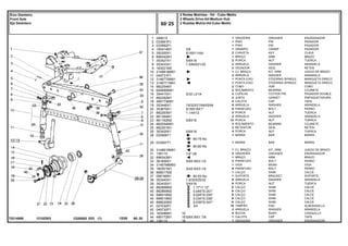 3/8
5/16X11/4A
5/8X18
1.5/64X21/32
5/32 L21/4
19/32X21/64X5/64
5/16X18X1"
1.1/4X12
5/8X18
5/8X18
1/4"-28
5/8X18X3.1/2
3/4X16X3.1/4
1.9/32X25/32
3/4X16
5/8X18X1.7/8
1210Z003
T0214068
60-75 No
60-80 No
60-50 No
1.17"/1.12"
0.049"/0.051"
0.028"/0.030"
0.034"/0.036"
0.039"/0.041"
3/4
1
2
3
4
5
6
7
8
9
10
11
12
13
14
15
16
17
18
19
20
21
22
23
24
25
26
28
29
30
31
32
33
34
35
36
37
38
39
40
40
40
40
40
41
42
43
44
45
29951X
033991P1
033992P1
195414M1
350355X1
898342M1
353427X1
353433X1
183021M2
3148818M91
049731P1
3146770M91
3146771M91
882254M1
645695M91
354415X1
882282M1
489173M91
353446X1
353679X1
882263M1
881384M1
881162M2
882554M91
882261M1
353429X1
033906T1
033907T1
3148819M91
13811X
898343M1
361859X1
3146788M93
182501M1
898017M2
068166N1
353440X1
353435X1
882868M2
882869M2
898018M2
898019M2
898020M2
027030P1
049730P1
183086M1
489172M1
13811X
1
1
1
1
2
1
2
2
2
1
2
1
1
2
2
2
2
2
8
8
2
2
12
2
2
4
1
1
1
2
1
2
1
6
1
1
6
6
X
X
X
X
X
15
2
4
1
1
10
18
18
GREASER ENGRASADOR
PIN PASADOR
PIN PASADOR
CRAMP PASADOR
KEY CLAVE
ARM BRAZO
NUT TUERCA
WASHER ARANDELA
SEAL RETEN
KIT, ARM JUEGO DE BRAZO
WASHER ARANDELA
STEERING SPINDLE MANGUETA DIRECC
STEERING SPINDLE MANGUETA DIRECC
HUB CUBO
BEARING COJINETE
COTTER PIN PASADOR DOUBLE
GASKET EMPAQUETADURA.
CAP TAPA
WASHER ARANDELA
BOLT PERNO
NUT TUERCA
WASHER ARANDELA
NUT TUERCA
BEARING COJINETE
SEAL RETEN
NUT TUERCA
BAR BARRA
BAR BARRA
KIT, ARM JUEGO DE BRAZO
GREASER ENGRASADOR
ARM BRAZO
BOLT PERNO
BEAM VIGA
BOLT PERNO
SHIM CALCE
BRACKET SOPORTE
WASHER ARANDELA
NUT TUERCA
SHIM CALCE
SHIM CALCE
SHIM CALCE
SHIM CALCE
SHIM CALCE
PAD ALMOHADILLA
WASHER ARANDELA
BUSH CASQUILLO
CAP TAPA
GREASER ENGRASADOR
GRAXEIRA
PINO
PINO
GRAMPO
CHAVETA
BRAÇO
PORCA
ARRUELA
VEDADOR
CJ. BRAÇO
ARRUELA
PONTA EIXO
PONTA EIXO
CUBO
ROLAMENTO
CUPILHA
JUNTA
CALOTA
ARRUELA
PARAFUSO
PORCA
ARRUELA
PORCA
ROLAMENTO
RETENTOR
PORCA
BARRA
BARRA
CJ. BRAÇO
GRAXEIRA
BRAÇO
PARAFUSO
VIGA
PARAFUSO
CALÇO
SUPORTE
ARRUELA
PORCA
CALÇO
CALÇO
CALÇO
CALÇO
CALÇO
TAMPÃO
ARRUELA
BUCHA
CALOTA
GRAXEIRA
C026502 E03 12/05
(1)
2 Rodas Motrizes - Hd - Cubo Médio
2 Wheels Drive-Hd-Medium Hub
2 Ruedas Motriz-Hd-Cubo Medio
60 25
Eixo Dianteiro
Front Axle
Eje Delantero
60 25
-
Menu Símbolos
 