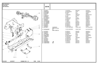 CARRARO
ZF
AJ01Z017
T0214070
60-170 No
60-265 No
1
2
3
4
5
6
7
9
10
11
12
13
14
15
16
17
18
18
19
20
21
22
23
24
25
26
27
28
29
29
067589P1
3585532M1
3410728M1
033075P1
13811X
3409609M1
339194X1
3411846M91
353433X1
363628X1
3412351M91
3411849M91
3411843M91
353756X1
353434X1
353693X1
061355T1
6203923M91
353756X1
353434X1
353691X1
3411830M1
3585615M1
1442667X1
13811X
353726X1
353723X1
353439X1
3585345M91
3585675M91
1
4
6
1
1
2
2
1
2
2
1
1
2
6
6
6
1
1
2
2
2
4
2
2
1
2
2
2
1
1
BRACKET SOPORTE
STUD ESPARRAGO
NUT TUERCA
SHAFT ARBOL
GREASER ENGRASADOR
SLEEVE MANCHA
PIN PASADOR
GUARD DEFENSA
WASHER ARANDELA
NUT TUERCA
COVER CUBIERTA
BRACKET SOPORTE
BRACKET SOPORTE
WASHER ARANDELA
WASHER ARANDELA
BOLT PERNO
FRONT AXLE EJE DELANTERO
FRONT AXLE EJE DELANTERO
WASHER ARANDELA
WASHER ARANDELA
BOLT PERNO
BUSH CASQUILLO
STUD ESPARRAGO
BOLT PERNO
GREASER ENGRASADOR
BOLT PERNO
BOLT PERNO
WASHER ARANDELA
BRACKET SOPORTE
BRACKET SOPORTE
SUPORTE
PRISIONEIRO
PORCA
EIXO
GRAXEIRA
LUVA
PINO
PROTEÇÃO
ARRUELA
PORCA
TAMPA
SUPORTE
SUPORTE
ARRUELA
ARRUELA
PARAFUSO
EIXO DIANTEIRO
EIXO DIANTEIRO
ARRUELA
ARRUELA
PARAFUSO
BUCHA
PRISIONEIRO
PARAFUSO
GRAXEIRA
PARAFUSO
PARAFUSO
ARRUELA
SUPORTE
SUPORTE
C026502 E03 12/05
(1)
60 90
Eixo Dianteiro
Front Axle
Eje Delantero
60 90
-
Menu Símbolos
 