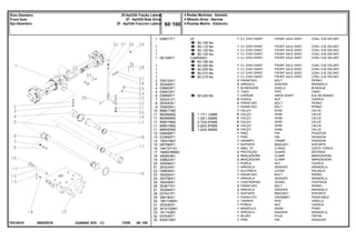 ZF
CARRARO
N083Z016
T0214010
60-105 No
60-115 No
60-120 No
60-125 No
60-195 No
60-200 No
60-205 No
60-210 No
60-215 No
60-220 No
1.17/1.12MM
1.30/1.25MM
0.73/0.67MM
0.92/0.87MM
1,04/0.99MM
1
1
1
1
1
1
1
1
1
2
3
4
5
6
7
8
9
10
11
11
11
11
11
12
13
14
15
16
17
18
19
20
21
22
23
24
25
26
27
28
29
30
31
32
33
34
35
036917T1
061356T1
339124X1
353446X1
036903P1
036910P1
036908T1
353431X1
353540X1
355835X1
898017M2
882868M2
882869M2
898018M2
898019M2
898020M2
058456P1
033992P1
195414M1
067590P1
1441271X1
1688236M93
490804M1
338623X1
355566X1
353434X1
036838S1
354264X1
353756X1
354059X1
353677X1
353446X1
037041P1
366195X1
184174M91
353430X1
3410152M1
181142M1
037045T1
832813M1
1
1
1
1
1
1
1
1
1
2
2
1
1
1
8
4
1
1
X
X
X
X
X
1
1
1
1
1
2
2
2
1
1
1
1
1
1
2
2
1
1
1
1
1
1
1
1
FRONT AXLE ASSY CONJ. EJE DELANT
FRONT AXLE ASSY CONJ. EJE DELANT
FRONT AXLE ASSY CONJ. EJE DELANT
FRONT AXLE ASSY CONJ. EJE DELANT
FRONT AXLE ASSY CONJ. EJE DELANT
FRONT AXLE ASSY CONJ. EJE DELANT
FRONT AXLE ASSY CONJ. EJE DELANT
FRONT AXLE ASSY CONJ. EJE DELANT
FRONT AXLE ASSY CONJ. EJE DELANT
BOLT PERNO
WASHER ARANDELA
SHIELD BLINDAJE
PIPE CANO
DRIVE SHAFT EJE DE MANDO
NUT TUERCA
BOLT PERNO
BOLT PERNO
SHIM CALCE
SHIM CALCE
SHIM CALCE
SHIM CALCE
SHIM CALCE
SHIM CALCE
PIN PASADOR
PIN PASADOR
CRAMP PASADOR
BRACKET SOPORTE
O RING JUNTA TORICA
GUARD DEFENSA
CLAMP ABRAZADERA
CLAMP ABRAZADERA
NUT TUERCA
WASHER ARANDELA
LEVER PALANCA
BOLT PERNO
WASHER ARANDELA
DOWEL CENTRAJE
BOLT PERNO
WASHER ARANDELA
BRACKET SOPORTE
GROMMET PASACABLE
ROD VARILLA
NUT TUERCA
KNOB POMO
WASHER ARANDELA
PLUG TAPON
PIN PASADOR
CJ. EIXO DIANT.
CJ. EIXO DIANT.
CJ. EIXO DIANT.
CJ. EIXO DIANT.
CJ. EIXO DIANT.
CJ. EIXO DIANT.
CJ. EIXO DIANT.
CJ. EIXO DIANT.
CJ. EIXO DIANT.
PARAFUSO
ARRUELA
BLINDAGEM
TUBO
CARDAN
PORCA
PARAFUSO
PARAFUSO
CALÇO
CALÇO
CALÇO
CALÇO
CALÇO
CALÇO
PINO
PINO
GRAMPO
SUPORTE
ANEL "O"
PROTEÇÃO
BRAÇADEIRA
BRAÇADEIRA
PORCA
ARRUELA
ALAVANCA
PARAFUSO
ARRUELA
CONTRAPINO
PARAFUSO
ARRUELA
SUPORTE
PASSA-FIO
TIRANTE
PORCA
MANÍPULO
ARRUELA
BUJÃO
PINO
C026502 E03 12/05
(1)
4 Rodas Motrizes - Estreito
4 Wheels Drive - Narrow
4 Ruedas Motriz - Estrecho
60 100
Zf-Apl335-Tração Lateral
Zf - Apl335-Side Drive
Zf - Apl335-Traccion Lateral
Eixo Dianteiro
Front Axle
Eje Delantero
60 100
-
Menu Símbolos
 