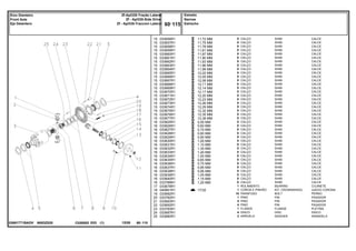 N083Z020
036917T1BADV
11,72 MM
11,75 MM
11,78 MM
11,81 MM
11,87 MM
11,90 MM
11,93 MM
11,96 MM
11,99 MM
12,02 MM
12,05 MM
12,08 MM
12,11 MM
12,14 MM
12,17 MM
12,20 MM
12,23 MM
12,26 MM
12,29 MM
12,32 MM
12,35 MM
12,38 MM
0,50 MM
0,60 MM
0,70 MM
0,80 MM
0,90 MM
1,00 MM
1,10 MM
1,30 MM
1,40 MM
1,50 MM
0,65 MM
0,75 MM
0,85 MM
0,95 MM
1,05 MM
1,15 MM
1,20 MM
17/32
15
15
15
15
15
15
15
15
15
15
15
15
15
15
15
15
15
15
15
15
15
15
16
16
16
16
16
16
16
16
16
16
16
16
16
16
16
16
16
17
18
19
20
21
22
23
24
25
033656R1
033657R1
033658R1
033659R1
033660R1
033661R1
033662R1
033663R1
033664R1
033665R1
033666R1
033667R1
033668R1
033669R1
033670R1
033671R1
033672R1
033673R1
033674R1
033675R1
033676R1
033677R1
033625R1
033626R1
033627R1
033628R1
033629R1
033630R1
033631R1
033632R1
033633R1
033634R1
033635R1
033636R1
033637R1
033638R1
033639R1
033640R1
033789R1
033678R1
040661R1
033682R1
033782R1
033693R1
033692R1
033783R1
033687R1
033680R1
X
X
X
X
X
X
X
X
X
X
X
X
X
X
X
X
X
X
X
X
X
X
X
X
X
X
X
X
X
X
X
X
X
X
X
X
X
X
X
1
1
10
1
5
5
1
8
2
SHIM CALCE
SHIM CALCE
SHIM CALCE
SHIM CALCE
SHIM CALCE
SHIM CALCE
SHIM CALCE
SHIM CALCE
SHIM CALCE
SHIM CALCE
SHIM CALCE
SHIM CALCE
SHIM CALCE
SHIM CALCE
SHIM CALCE
SHIM CALCE
SHIM CALCE
SHIM CALCE
SHIM CALCE
SHIM CALCE
SHIM CALCE
SHIM CALCE
SHIM CALCE
SHIM CALCE
SHIM CALCE
SHIM CALCE
SHIM CALCE
SHIM CALCE
SHIM CALCE
SHIM CALCE
SHIM CALCE
SHIM CALCE
SHIM CALCE
SHIM CALCE
SHIM CALCE
SHIM CALCE
SHIM CALCE
SHIM CALCE
SHIM CALCE
BEARING COJINETE
KIT, CROWNWHEEL JUEGO CORONA
BOLT PERNO
PIN PASADOR
PIN PASADOR
PIN PASADOR
FLANGE PLETINA
DISC DISCO
WASHER ARANDELA
CALÇO
CALÇO
CALÇO
CALÇO
CALÇO
CALÇO
CALÇO
CALÇO
CALÇO
CALÇO
CALÇO
CALÇO
CALÇO
CALÇO
CALÇO
CALÇO
CALÇO
CALÇO
CALÇO
CALÇO
CALÇO
CALÇO
CALÇO
CALÇO
CALÇO
CALÇO
CALÇO
CALÇO
CALÇO
CALÇO
CALÇO
CALÇO
CALÇO
CALÇO
CALÇO
CALÇO
CALÇO
CALÇO
CALÇO
ROLAMENTO
COROA E PINHÃO
PARAFUSO
PINO
PINO
PINO
FLANGE
DISCO
ARRUELA
C026502 E03 12/05
(1)
Estreito
Narrow
Estrecho
60 115
Zf-Apl335-Tração Lateral
Zf - Apl335-Side Drive
Zf - Apl335-Traccion Lateral
Eixo Dianteiro
Front Axle
Eje Delantero
60 115
-
Menu Símbolos
 