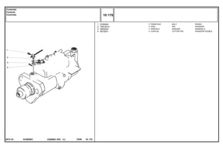 N105Z001
2073-19
1
2
3
4
0726504
70610010
0920024
0610031
1
1
1
1
BOLT PERNO
PIN PASADOR
WASHER ARANDELA
COTTER PIN PASADOR DOUBLE
PARAFUSO
PINO
ARRUELA
CUPILHA
C026502 E03 12/05
(1)
10 170
Controles
Controls
Controles
10 170
-
Menu Símbolos
 