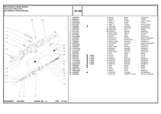 AK01Z003
6203926M91A
3,0MM
1,7MM
2,2MM
1,5MM
2,0MM
2,5MM
1
2
3
4
5
6
7
8
9
10
11
12
13
14
15
16
17
18
19
20
21
22
23
23
23
23
23
23
24
25
26
27
28
29
050646R1
056600R1
033556R1
3603226M1
033718R1
040663R1
033606R1
033717R1
033716R1
027544R1
027536R1
3603228M1
027539R1
033227R1
040658R1
040675R1
3603235M1
033620R1
3176337M1
3176337M1
033549R1
033619R1
020842R1
020843R1
033618R1
3176343M1
3176344M1
3603293M1
040659R1
040688R1
3588127M1
3588126M1
040664R1
033609R1
4
1
2
1
1
1
2
16
16
4
4
2
2
2
2
1
2
2
2
2
2
2
X
X
X
X
X
X
1
1
1
4
1
1
BUSH CASQUILLO
PLUG TAPON
O RING JUNTA TORICA
PLUG TAPON
O RING JUNTA TORICA
HOUSING ALOJAMIENTO
GREASER ENGRASADOR
BOLT PERNO
WASHER ARANDELA
CIRCLIP CIRCULITO
SEAL RETEN
BUSH CASQUILLO
OIL SEAL BUJE RETENACEITE
PROTECTOR PROTECTOR
KNUCKLE CHARNELA
OIL SEAL BUJE RETENACEITE
BUSH CASQUILLO
CIRCLIP CIRCULITO
WASHER ARANDELA
WASHER ARANDELA
CIRCLIP CIRCULITO
SHAFT ARBOL
SHIM CALCE
SHIM CALCE
WASHER ARANDELA
WASHER ARANDELA
WASHER ARANDELA
WASHER ARANDELA
SHAFT ARBOL
SHAFT ARBOL
PLATE PLATO
RIVET REMACHE
HOUSING ALOJAMIENTO
CONTROL VALVE VALVULA CONTROL
BUCHA
BUJÃO
ANEL "O"
BUJÃO
ANEL "O"
CARCAÇA
GRAXEIRA
PARAFUSO
ARRUELA
ANEL TRAVA
RETENTOR
BUCHA
RETENTOR
PROTETOR
ARTICULAÇÃO
RETENTOR
BUCHA
ANEL TRAVA
ARRUELA
ARRUELA
ANEL TRAVA
EIXO
CALÇO
CALÇO
ARRUELA
ARRUELA
ARRUELA
ARRUELA
EIXO
EIXO
PLACA
REBITE
CARCAÇA
VÁLVULA
C026502 E03 12/05
(1)
60 240
Eixo Dianteiro 4 Rodas Motrizes
Front Axle 4 Wheel Drive
Eje Delantero 4 Ruedas Motrices
60 240
-
Menu Símbolos
 