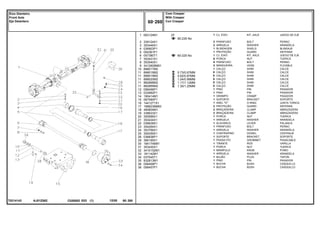 ZF
AJ01Z062
T0214143
60-235 No
60-225 No
0.73/0.67MM
0.92/0.87MM
1,04/0.99MM
1.17/1.12MM
1.30/1.25MM
1
2
3
4
5
6
7
8
9
10
11
11
11
11
11
12
13
14
15
16
17
18
19
20
21
22
23
24
25
26
29
30
31
32
33
34
35
36
38
063124N1
339124X1
353446X1
036903P1
054361P1
057380T1
353431X1
353540X1
3412609M91
898017M2
898018M2
898019M2
898020M2
882868M2
882869M2
058456P1
033992P1
195414M1
067590P1
1441271X1
1688236M93
490804M1
338623X1
355566X1
353434X1
036838S1
354264X1
353756X1
354059X1
036836P1
366195X1
184174M91
353430X1
3410152M1
181142M1
037045T1
832813M1
058458P1
058457P1
1
2
2
1
1
1
8
8
2
1
X
X
X
X
X
1
1
1
1
1
2
2
2
1
1
1
1
1
1
1
1
1
1
1
1
1
1
1
1
KIT, AXLE JUEGO DE EJE
BOLT PERNO
WASHER ARANDELA
SHIELD BLINDAJE
GUARD DEFENSA
KIT, AXLE JUEGO DE EJE
NUT TUERCA
BOLT PERNO
HOSE FLEXIBLE
SHIM CALCE
SHIM CALCE
SHIM CALCE
SHIM CALCE
SHIM CALCE
SHIM CALCE
PIN PASADOR
PIN PASADOR
CRAMP PASADOR
BRACKET SOPORTE
O RING JUNTA TORICA
GUARD DEFENSA
CLAMP ABRAZADERA
CLAMP ABRAZADERA
NUT TUERCA
WASHER ARANDELA
LEVER PALANCA
BOLT PERNO
WASHER ARANDELA
DOWEL CENTRAJE
BRACKET SOPORTE
GROMMET PASACABLE
ROD VARILLA
NUT TUERCA
KNOB POMO
WASHER ARANDELA
PLUG TAPON
PIN PASADOR
BUSH CASQUILLO
BUSH CASQUILLO
CJ. EIXO
PARAFUSO
ARRUELA
BLINDAGEM
PROTEÇÃO
CJ. EIXO
PORCA
PARAFUSO
MANGUEIRA
CALÇO
CALÇO
CALÇO
CALÇO
CALÇO
CALÇO
PINO
PINO
GRAMPO
SUPORTE
ANEL "O"
PROTEÇÃO
BRAÇADEIRA
BRAÇADEIRA
PORCA
ARRUELA
ALAVANCA
PARAFUSO
ARRUELA
CONTRAPINO
SUPORTE
PASSA-FIO
TIRANTE
PORCA
MANÍPULO
ARRUELA
BUJÃO
PINO
BUCHA
BUCHA
C026502 E03 12/05
(1)
Com Creeper
With Creeper
Con Creeper
60 260
Eixo Dianteiro
Front Axle
Eje Delantero
60 260
-
Menu Símbolos
 