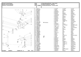 EK55Z014
T0216097A
60-85 No
1
2
3
4
4
5
6
7
8
9
10
11
12
13
14
14
15
16
16
17
18
19
20
21
22
23
24
25
26
27
28
29
31
31
31
31
31
32
33
34
35
36
37
38
39
40
41
42
43
44
040341T1
2801323M1
047182N1
353691X1
353897X1
353434X1
047181S1
047174S1
339451X1
339376X1
033922S1
353698X1
353432X1
033927S1
047154T1
1441115X1
489720M91
353725X1
353439X1
3148318M91
3148787M2
355917X1
042863N1
353622X1
353433X1
353427X1
196079M1
1676666M1
361859X1
195556M2
1676664M1
375090X1
067683S1
067686S1
391074X1
355617X1
339375X1
339814X1
339376X1
047155T1
1441115X1
3411947M91
831452M1
067905T1
3148223M1
339617X1
3585143M1
3146897M1
353685X1
353446X1
1
1
1
2
2
4
1
1
2
2
1
2
2
1
2
2
1
2
2
1
1
1
1
1
1
1
2
1
1
1
1
1
1
1
8
8
8
4
4
2
2
2
2
2
4
1
2
1
1
1
FLYWHEEL VOLANTE
COLLAR COLLAR
STEERING DIRECCION
BOLT PERNO
BOLT PERNO
WASHER ARANDELA
BRACKET SOPORTE
STRUCTURE ESTRUCTURA
BOLT PERNO
WASHER ARANDELA
BRACKET SOPORTE
BOLT PERNO
WASHER ARANDELA
BRACKET SOPORTE
CONNECTION CONEXION
O RING JUNTA TORICA
PIN PASADOR
BOLT PERNO
WASHER ARANDELA
KIT, CYLINDER JUEGO DE CILINDR
PIN PASADOR
CIRCLIP CIRCULITO
KIT, ARM JUEGO DE BRAZO
BOLT PERNO
WASHER ARANDELA
NUT TUERCA
SEAL RETEN
SHAFT ARBOL
BOLT PERNO
NUT TUERCA
ARM BRAZO
COTTER PIN PASADOR DOUBLE
PANEL PANEL
PANEL PANEL
BOLT PERNO
WASHER ARANDELA
WASHER ARANDELA
BOLT PERNO
WASHER ARANDELA
CONNECTION CONEXION
O RING JUNTA TORICA
CONNECTION CONEXION
O RING JUNTA TORICA
HOSE FLEXIBLE
CLAMP ABRAZADERA
NUT TUERCA
CLAMP ABRAZADERA
REINFORCEMENT REFUERZO
BOLT PERNO
WASHER ARANDELA
VOLANTE
COLAR
DIREÇÃO
PARAFUSO
PARAFUSO
ARRUELA
SUPORTE
ESTRUTURA
PARAFUSO
ARRUELA
SUPORTE
PARAFUSO
ARRUELA
SUPORTE
CONEXÃO
ANEL "O"
PINO
PARAFUSO
ARRUELA
CJ. CILINDRO
PINO
ANEL TRAVA
CJ. BRAÇO
PARAFUSO
ARRUELA
PORCA
VEDADOR
EIXO
PARAFUSO
PORCA
BRAÇO
CUPILHA
PAINEL
PAINEL
PARAFUSO
ARRUELA
ARRUELA
PARAFUSO
ARRUELA
CONEXÃO
ANEL "O"
CONEXÃO
ANEL "O"
MANGUEIRA
BRAÇADEIRA
PORCA
BRAÇADEIRA
REFORÇO
PARAFUSO
ARRUELA
C026502 E03 12/05
(1)
4 Rodas Motrizes/Estreito - Tração Lateral
4 Wheels Drive/Narrow - Side Drive
4 Ruedas Motriz/Estrecho - Tracción Lateral
70 50
2 Rm
2 Wd
2 Rm
Direção E Controle Remoto
Remote Control And Steering
Dirección Y Controle Remoto
70 50
-
Menu Símbolos
 
