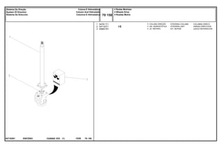 E067Z003
047152N1
1
2
3
047811T1
047153T1
048831R1
1
1
1
STEERING COLUMN COLUMNA DIRECC
STEERING UNIT UNIDAD DIRECCION
KIT, REPAIR JUEGO REPARACION
COLUNA DIREÇÃO
UN. HIDROSTÁTICA
JG. REPARO
C026502 E03 12/05
(1)
4 Rodas Motrizes
4 Wheels Drive
4 Ruedas Motriz
70 150
Coluna E Hidrostática
Column And Hidrostatic
Columna E Hidrostatica
Sistema De Direção
System Of Direction
Sistema De Dirección
70 150
-
Menu Símbolos
 