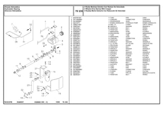 EI48Z037
T0216157B
1
2
3
4
5
6
7
7
8
9
10
11
12
13
14
15
16
17
18
19
20
21
22
23
24
25
26
27
28
31
32
33
34
35
6207551M1
3411940M91
3412000M1
052107T1
3585217M1
339375X1
391979X1
3000257X1
039509P1
490802M1
058976P1
036732P1
020529P1
353677X1
353446X1
020388T2
051326S1
353691X1
353434X1
353651X1
353434X1
051330P1
020380S1
051320P1
353758X1
353439X1
354276X1
051323S1
6207552M1
044395N1
3412604M91
039479S1
063323P1
362443X1
1
1
1
1
2
16
12
4
1
8
1
2
2
4
4
1
1
3
3
1
1
1
1
1
1
1
1
1
1
1
1
1
1
1
PIPE CANO
CONNECTION CONEXION
GEAR ENGRANAJE
HYDRAULIC PUMP BOMBA HIDRAULICA
O RING JUNTA TORICA
WASHER ARANDELA
BOLT PERNO
BOLT PERNO
HOSE FLEXIBLE
CLAMP ABRAZADERA
TUBE TUBO
HOSE FLEXIBLE
CONNECTION CONEXION
BOLT PERNO
WASHER ARANDELA
KIT, FILTER JUEGO FILTRO
GUARD DEFENSA
BOLT PERNO
WASHER ARANDELA
BOLT PERNO
WASHER ARANDELA
BRACKET SOPORTE
FLANGE PLETINA
HOSE FLEXIBLE
WASHER ARANDELA
WASHER ARANDELA
BOLT PERNO
BRACKET SOPORTE
PIPE CANO
PIPE CANO
CONNECTION CONEXION
FLANGE PLETINA
PIPE,OIL MANGUITO ACEITE
BOLT PERNO
TUBO
CONEXÃO
ENGRENAGEM
BOMBA HIDRÁULICA
ANEL "O"
ARRUELA
PARAFUSO
PARAFUSO
MANGUEIRA
BRAÇADEIRA
TUBO
MANGUEIRA
CONEXÃO
PARAFUSO
ARRUELA
CJ. FILTRO
PROTEÇÃO
PARAFUSO
ARRUELA
PARAFUSO
ARRUELA
SUPORTE
FLANGE
MANGUEIRA
ARRUELA
ARRUELA
PARAFUSO
SUPORTE
TUBO
TUBO
CONEXÃO
FLANGE
TUBO
PARAFUSO
C026502 E03 12/05
(1)
4 Rodas Motrizes Estreito Com Redutor De Velocidade
4 Wheels Drive Narrow With Creeper
4 Ruedas Motriz Estrecho Con Reducción De Velocidad
70 235
Direção Hidrostática
Hydrostatic Steering
Direccion Hidrostática
70 235
-
Menu Símbolos
 