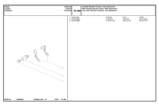 EN96Z001
T0289145
1
2
3
3410414M1
3410419M91
2410415M91
4
4
4
PLUG TAPON
COUPLER ACOPLADOR
PROTECTOR PROTECTOR
BUJÃO
ENGATE
PROTETOR
C026502 E03 12/05
(1)
Controle Remoto 2 Corpos / Com Hydrotronic
With 2 Boddy Remote Control / With Hydrotronic
Con Contr. Remoto 2 Cuerpos / Con Hydrotronic
70 380
2 Válvulas
2 Valves
2 Valvulas
Engate
Coupler
Acoplador
70 380
-
Menu Símbolos
 