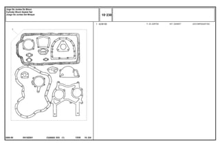 EK15Z001
2000-55
1 4236195 1 KIT, GASKET JGO.EMPAQUETAD.
JG.JUNTAS
C026502 E03 12/05
(1)
10 230
Jogo De Juntas Do Bloco
Cylinder Block Gasket Set
Juego De Juntas Del Bloque
10 230
-
Menu Símbolos
 