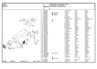 ED51Z058
T0223088
100-35 No
C000316
C000316
100-40 No
100-45 No
1
2
3
4
4
5
6
7
8
9
9
10
11
12
13
14
15
16
17
18
19
20
21
22
23
24
25
26
27
28
29
30
31
32
33
34
35
36
37
38
39
40
41
42
43
44
44
45
46
068290N1
068305P1
068285N1
067980S1
071019S1
022625N1
353726X1
353433X1
065650S1
065736S1
065737S1
353691X1
353434X1
353676X1
353679X1
829185M1
353446X1
490742M1
067410S1
067956S1
027852S1
1706116M1
1442175X1
829185M1
353441X1
339030X1
391074X1
355617X1
067679S1
353677X1
353446X1
067979P1
068318P1
068122S1
353693X1
353434X1
353756X1
062785S1
353666X1
353441X1
355617X1
3149352M91
2801689M2
3589241M1
360826X1
037159N1
037160N1
353667X1
355564X1
1
1
1
1
1
1
6
6
1
1
1
4
4
10
2
12
12
5
1
1
1
1
2
2
2
2
8
8
1
4
4
1
2
1
4
4
4
1
4
4
4
1
1
1
2
1
1
2
2
NOSE NARIZ
PAD CIERRE
GRILLE REJILLA
HOOD CAPO
HOOD CAPO
CABLE CABLE
BOLT PERNO
WASHER ARANDELA
WEIGHT FRAME BASTIDOR P.PESAS
BOARD TABLERO
BOARD TABLERO
BOLT PERNO
WASHER ARANDELA
BOLT PERNO
BOLT PERNO
WASHER ARANDELA
WASHER ARANDELA
DAMPER AMORTIGUADOR
MINIHOOD MINICAPÓ
COVER CUBIERTA
HINGE BISAGRA
SPRING RESORTE
BOLT PERNO
WASHER ARANDELA
WASHER ARANDELA
NUT TUERCA
BOLT PERNO
WASHER ARANDELA
PANEL PANEL
BOLT PERNO
WASHER ARANDELA
PAD CIERRE
PAD CIERRE
BRACKET SOPORTE
BOLT PERNO
WASHER ARANDELA
WASHER ARANDELA
PANEL PANEL
BOLT PERNO
WASHER ARANDELA
WASHER ARANDELA
COVER CUBIERTA
FOAM ESPUMA
STRAP FAJA
BOLT PERNO
DEFLECTOR DEFLECTOR
DEFLECTOR DEFLECTOR
BOLT PERNO
NUT TUERCA
ENVOLTÓRIO
GALÃO
GRADE
CAPUZ
CAPUZ
CABO
PARAFUSO
ARRUELA
SUPORTE PESOS
LATERAL
LATERAL
PARAFUSO
ARRUELA
PARAFUSO
PARAFUSO
ARRUELA
ARRUELA
AMORTECEDOR
MINICAPUZ
TAMPA
DOBRADIÇA
MOLA
PARAFUSO
ARRUELA
ARRUELA
PORCA
PARAFUSO
ARRUELA
PAINEL
PARAFUSO
ARRUELA
GALÃO
GALÃO
SUPORTE
PARAFUSO
ARRUELA
ARRUELA
PAINEL
PARAFUSO
ARRUELA
ARRUELA
TAMPA
GUARNIÇÃO
ALÇA
PARAFUSO
DEFLETOR
DEFLETOR
PARAFUSO
PORCA
C026502 E03 12/05
(1)
4 Rodas Motrizes - Escapamento Vertical
4 Wheels Drive - Vertical Exhaust
4 Ruedas Motriz - Descarga Vertical
100 10
Lataria
Bodywork
Carroceria
100 10
-
Menu Símbolos
 