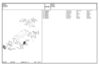 ED51Z060
T0223090
50
51
52
53
54
55
56
57
6200896M91
353688X1
353688X1
353434X1
068496P1
353679X1
353446X1
829185M1
1
4
4
4
2
4
4
4
DEFLECTOR DEFLECTOR
BOLT PERNO
BOLT PERNO
WASHER ARANDELA
PAD CIERRE
BOLT PERNO
WASHER ARANDELA
WASHER ARANDELA
DEFLETOR
PARAFUSO
PARAFUSO
ARRUELA
GALÃO
PARAFUSO
ARRUELA
ARRUELA
C026502 E03 12/05
(1)
Estreito
Narrow
Estrecho
100 20
Lataria
Bodywork
Carroceria
100 20
-
Menu Símbolos
 