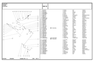 EE84Z001
21481353
105-30 No
487077M91
105-20 No
1
2
3
4
5
6
7
8
9
10
11
12
13
14
15
16
17
18
19
20
21
22
23
24
25
26
27
28
29
30
31
32
33
34
35
36
37
38
39
40
41
42
43
44
353430X1
353431X1
184150M2
2800299M91
184149M3
354041X1
355617X1
050043P1
3589461M91
2801324M1
354059X1
353756X1
027983S1
353441X1
339030X1
390971X1
1442175X1
832813M1
033794N1
3146871M2
353756X1
353918X1
353441X1
2800006M1
353671X1
196010M1
353918X1
353441X1
3589565M91
3145926M1
893713M1
3145925M1
353441X1
353918X1
2802251M1
3148712M1
353441X1
353501X1
3225356M1
027579N1
1484499M93
035972P1
353540X1
375109X1
1
1
1
1
2
3
3
1
1
1
1
1
1
4
4
4
4
1
1
1
3
1
1
1
1
2
1
1
1
1
1
1
1
1
1
1
2
2
1
1
1
1
1
2
NUT TUERCA
NUT TUERCA
SPRING RESORTE
PLATE PLATO
DISC DISCO
COTTER PIN PASADOR DOUBLE
WASHER ARANDELA
LEVER PALANCA
KIT, ROD JUEGO DE BIELAS
PLUG TAPON
DOWEL CENTRAJE
WASHER ARANDELA
PEDAL PEDAL
WASHER ARANDELA
NUT TUERCA
WASHER ARANDELA
BOLT PERNO
PIN PASADOR
ROD VARILLA
LEVER PALANCA
WASHER ARANDELA
NUT TUERCA
WASHER ARANDELA
LEVER PALANCA
BOLT PERNO
WASHER ARANDELA
NUT TUERCA
WASHER ARANDELA
CONNECTOR CONECTOR
BRACKET SOPORTE
SPRING RESORTE
BRACKET SOPORTE
WASHER ARANDELA
NUT TUERCA
BOLT PERNO
STAPLE GRAPA
WASHER ARANDELA
BOLT PERNO
CLAMP ABRAZADERA
KIT, ROD JUEGO DE BIELAS
SHAFT ARBOL
KNOB POMO
BOLT PERNO
NUT TUERCA
PORCA
PORCA
MOLA
PLACA
DISCO
CUPILHA
ARRUELA
ALAVANCA
CJ. TIRANTE
BUJÃO
CONTRAPINO
ARRUELA
PEDAL
ARRUELA
PORCA
ARRUELA
PARAFUSO
PINO
TIRANTE
ALAVANCA
ARRUELA
PORCA
ARRUELA
ALAVANCA
PARAFUSO
ARRUELA
PORCA
ARRUELA
CONECTOR
SUPORTE
MOLA
SUPORTE
ARRUELA
PORCA
PARAFUSO
PRESILHA
ARRUELA
PARAFUSO
BRAÇADEIRA
CJ. TIRANTE
EIXO
MANÍPULO
PARAFUSO
PORCA
C026502 E03 12/05
(1)
105 10
Acelerador
Throttle
Acelerador
105 10
-
Menu Símbolos
 