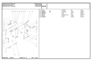 EL89Z013
022840N1ADV
52
53
54
55
56
57
58
59
12501X
048833S1
2800894M1
3589498M1
339248X1
13811X1
058423P1
3700585M1
1
1
1
1
1
1
1
1
KEY CLAVE
ROD VARILLA
LEVER PALANCA
SHAFT ARBOL
PIN PASADOR
SHOES ZAPATAS
PLATE PLATO
SPRING RESORTE
CHAVETA
TIRANTE
ALAVANCA
EIXO
PINO
ENGRAXADEIRA
PLACA
MOLA
C026502 E03 12/05
(1)
105 90
2 Rodas Motrizes
2 Wheels Drive
2 Ruedas Motriz
Pedais Do Freio E Embreagem
Brake Pedals And Clutch
Pedales De Freno Y Embrague
105 90
-
Menu Símbolos
 
