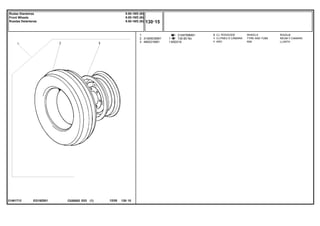 650X16
EG19Z001
21481712
3149799M91
130-60 No
1
2
3
3146503M91
489331M91
2
1
1
1
1
WHEELS RODAJE
TYRE AND TUBE NEUM.Y.CAMARA
RIM LLANTA
CJ. RODAGEM
CJ.PNEU E CÂMARA
ARO
C026502 E03 12/05
(1)
130 15
9.00-16f2 (6l)
9.00-16f2 (6l)
9.00-16f2 (6l)
Rodas Dianteiras
Front Wheels
Ruedas Delanteras
130 15
-
Menu Símbolos
 