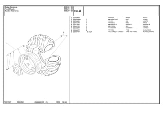 8.3X24
EG21Z001
T0217007
1
2
3
4
5
6
7
8
9
037008N1
3408246M1
037009S1
037010P1
353774X1
353427X1
036996P1
036995P1
036994N1
1
6
1
1
6
6
1
1
1
1
1
1
1
1
9
9
WHEEL RUEDA
BOLT PERNO
RIM LLANTA
DISC DISCO
WASHER ARANDELA
NUT TUERCA
CHAMBER CAMARA
TYRE NEUMATICO
TYRE AND TUBE NEUM.Y.CAMARA
RODA
PARAFUSO
ARO
DISCO
ARRUELA
PORCA
CÂMARA
PNEU
CJ.PNEU E CÂMARA
C026502 E03 12/05
(1)
130 40
8.30-24r1 (6l)
8.30-24r1 (6l)
8.30-24r1 (6l)
Rodas Dianteiras
Front Wheels
Ruedas Delanteras
130 40
-
Menu Símbolos
 
