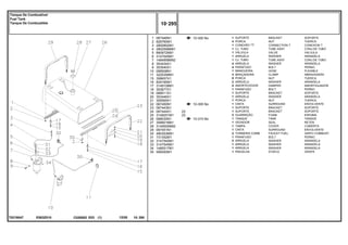 E063Z010
T0219047
10-300 No
10-305 No
10-310 No
1
2
3
4
5
6
7
8
9
10
11
15
16
17
18
19
20
21
22
23
24
25
26
27
28
29
30
31
32
33
34
35
067446N1
826760M1
2800852M1
2802599M91
890972M91
3147545M1
1484958M92
353434X1
353540X1
068508N1
3225356M1
358657X1
829185M1
3148108M1
353677X1
068511S1
353446X1
355565X1
067450N1
067443N1
067444S1
3149251M1
068530N1
3589016M1
3149550M92
067451N1
490353M91
731352M1
3147545M1
3147545M1
1480517M1
506293M1
1
4
1
1
1
1
1
4
4
1
3
8
2
4
1
1
1
1
1
1
1
2
1
1
1
1
2
1
2
1
1
1
23
23
BRACKET SOPORTE
NUT TUERCA
CONNECTION T CONEXION T
TUBE ASSY CONJ.DE TUBO
VALVE VALVULA
WASHER ARANDELA
TUBE ASSY CONJ.DE TUBO
WASHER ARANDELA
BOLT PERNO
HOSE FLEXIBLE
CLAMP ABRAZADERA
NUT TUERCA
WASHER ARANDELA
DAMPER AMORTIGUADOR
BOLT PERNO
BRACKET SOPORTE
WASHER ARANDELA
NUT TUERCA
SURROUND ENVOLVENTE
BRACKET SOPORTE
BRACKET SOPORTE
FOAM ESPUMA
TANK TANQUE
SEAL RETEN
COVER CUBIERTA
SURROUND ENVOLVENTE
FAUCET FUEL GRIFO COMBUST.
BOLT PERNO
WASHER ARANDELA
WASHER ARANDELA
WASHER ARANDELA
STAPLE GRAPA
SUPORTE
PORCA
CONEXÃO "T"
CJ. TUBO
VÁLVULA
ARRUELA
CJ. TUBO
ARRUELA
PARAFUSO
MANGUEIRA
BRAÇADEIRA
PORCA
ARRUELA
AMORTECEDOR
PARAFUSO
SUPORTE
ARRUELA
PORCA
CINTA
SUPORTE
SUPORTE
GUARNIÇÃO
TANQUE
VEDADOR
TAMPA
CINTA
TORNEIRA COMB.
PARAFUSO
ARRUELA
ARRUELA
ARRUELA
PRESILHA
C026502 E03 12/05
(1)
10 295
Tanque De Combustível
Fuel Tank
Tanque De Combustible
10 295
-
Menu Símbolos
 