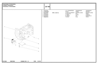 EM47Z008
T0212009
25-360 No
1
2
3
4
5
6
7
063275N1
3700450M1
063142N1
354441X1
021020P2
027014P1
899297M1
1
2
1
2
1
8
1
TRANSMISSION TRANSMISION
SPRING RESORTE
BEARING FLANGE BEARING FLANGE
BOLT PERNO
COVER CUBIERTA
PAD ALMOHADILLA
PLUG TAPON
CX. TRANSMISSÃO
MOLA
PORTA ROLAMENTO
PARAFUSO
TAMPA
TAMPÃO
BUJÃO
C026502 E03 12/05
(1)
25 165
Transmissão 12 Velocidades
12 Speed Transmission
Transmision 12 Velocidades
25 165
-
Menu Símbolos
 