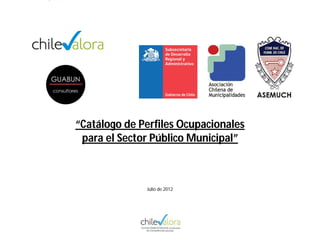 “Catálogo de Perfiles Ocupacionales 
para el Sector Público Municipal” 
Julio de 2012 
 