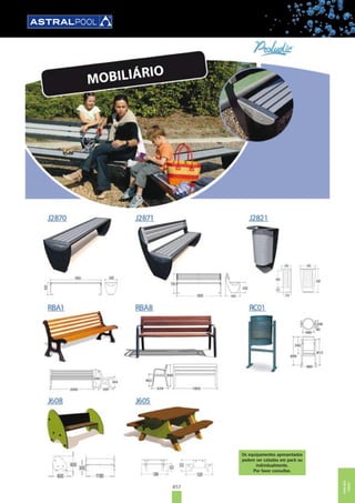 457
MOBILIÁRIO
Os equipamentos apresentados
podem ser cotados em pack ou
individualmente.
Por favor consultar.
Os equipamentos apresentados
podem ser cotados em pack ou
individualmente.
Por favor consultar.
MOBILIÁRIO
URBANO
 