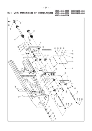 - 54 -
8.31 - Conj. Transmissão MF-Ideal (Antigas)
5430 / 8208-3005
5880 / 8208-3006
4080 / 8208-3002
4530 / 8208-3002
4980 / 8208-3004
 