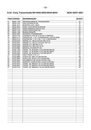 - 58 -
8.33 - Conj. Transmissão NH 4040-5050-8040-8055 3630 / 8207-3001
 