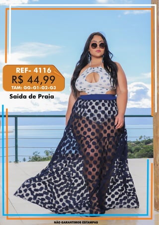 NÃO GARANTIMOS ESTAMPAS
R$ 44,99
REF- 4116
TAM: GG-G1-G2-G3
Saída de Praia
 