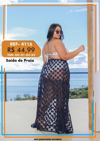 NÃO GARANTIMOS ESTAMPAS
R$ 44,99
REF- 4116
TAM: GG-G1-G2-G3
Saída de Praia
 