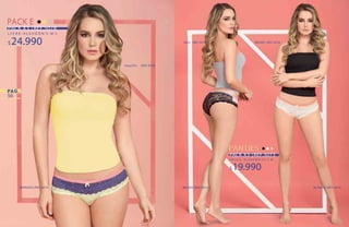 56
Amarillo |REF.5078
BLANCO|REF.3073
NEGRO|REF.5078GRIS |REF.5078
L Y C R A · A L G O D Ó N/ S · M · L
$24.990
PACK X3 |REF.5078
PACK EPACK E
E N C A J E · A L G O D Ó N/ X S · S · M
$19.990
PACK X3 |REF.3073
PANTIESPANTIES
NEGRO|REF.3073MORADO|REF.3073
 