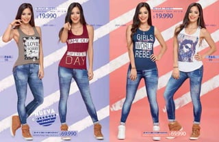 98 99
V I S C O S A / T a l l a : X S · S · MV I S C O S A / T a l l a : X S · S · M
$19.990$19.990
BLUSA|REBELBLUSA|REBEL
JEAN |REF.20103
MATERIAL/Índigo Tallas /8·10 ·12 ·14 $69.990 JEAN |REF.20103
MATERIAL/Índigo Tallas /8·10 ·12 ·14 $69.990
|RE F.1 085||REF.1081| |R EF. 1083||RE F.1 08 4 |
 